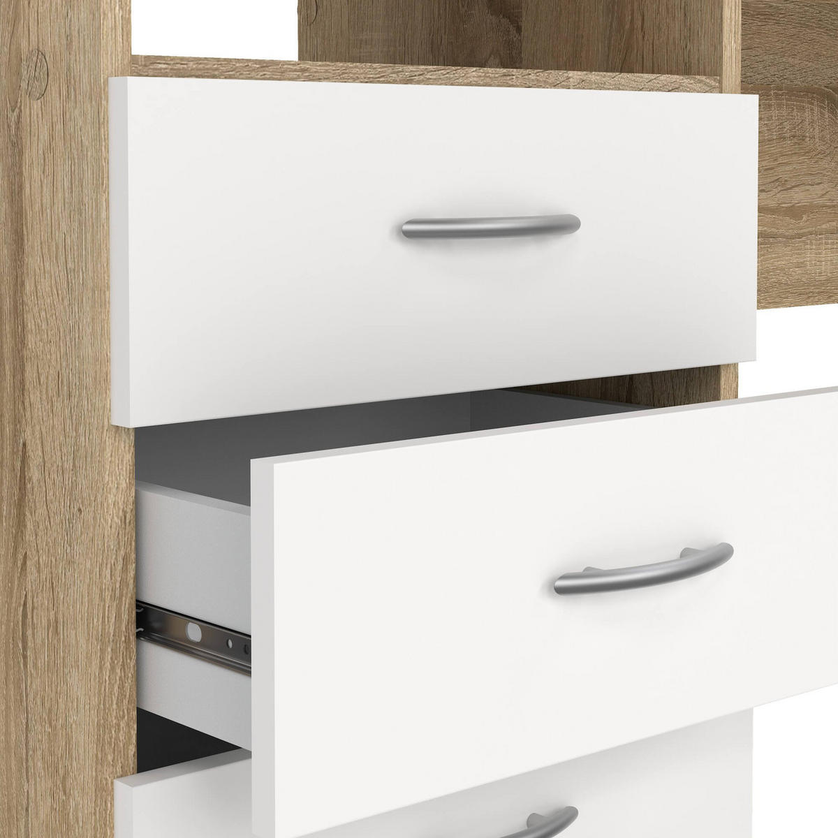 SCHREIBTISCH Eiche, Weiß 48.1/120.1/72.6 cm - Braun, Holzwerkstoff (48.1/120.1/72.6cm) - DMORA