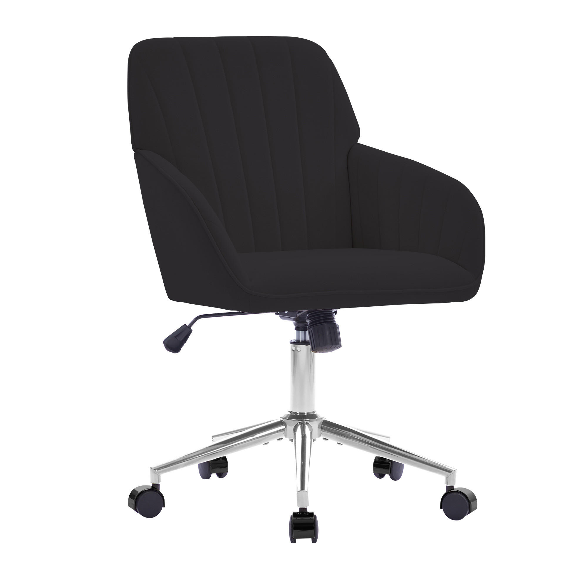 BÜRODREHSTUHL höhenverstellbar Samt Black - Schwarz, Metall (60/97/62cm) - Meubliv