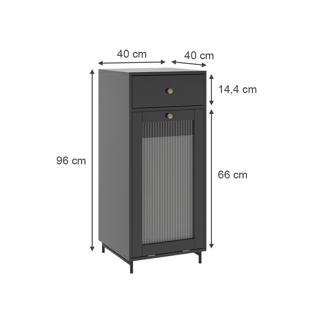 MIDISCHRANK Malte Grau 40 x 96 cm - Grau, Holzwerkstoff (40/96/40cm) - Vicco