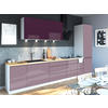 KÜCHENZEILE Florence 8-teilig Purpurviolett / Pastellviolett 392 / 59 / 207 cm - Violett, Holzwerkstoff (392/207/59cm) - Feldmann-Wohnen