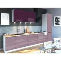 KÜCHENZEILE Florence 8-teilig Purpurviolett / Pastellviolett 392 / 59 / 207 cm - Violett, Holzwerkstoff (392/207/59cm) - Feldmann-Wohnen