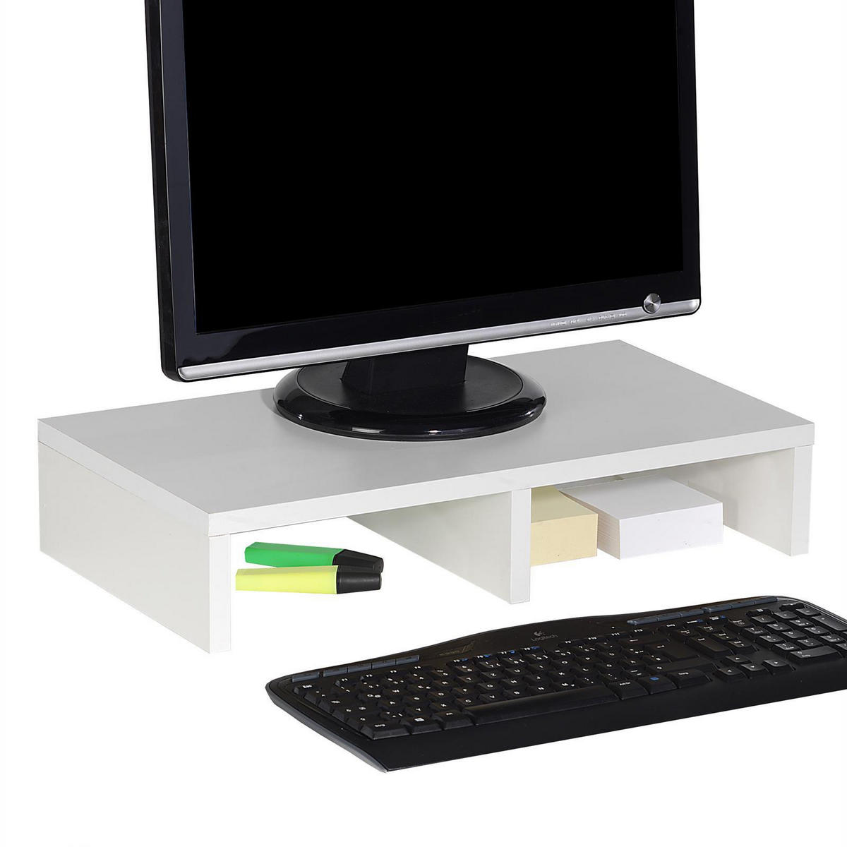 MONITORSTÄNDER MONITOR - Weiß, Holzwerkstoff (27/50/10cm) - CARO-Möbel