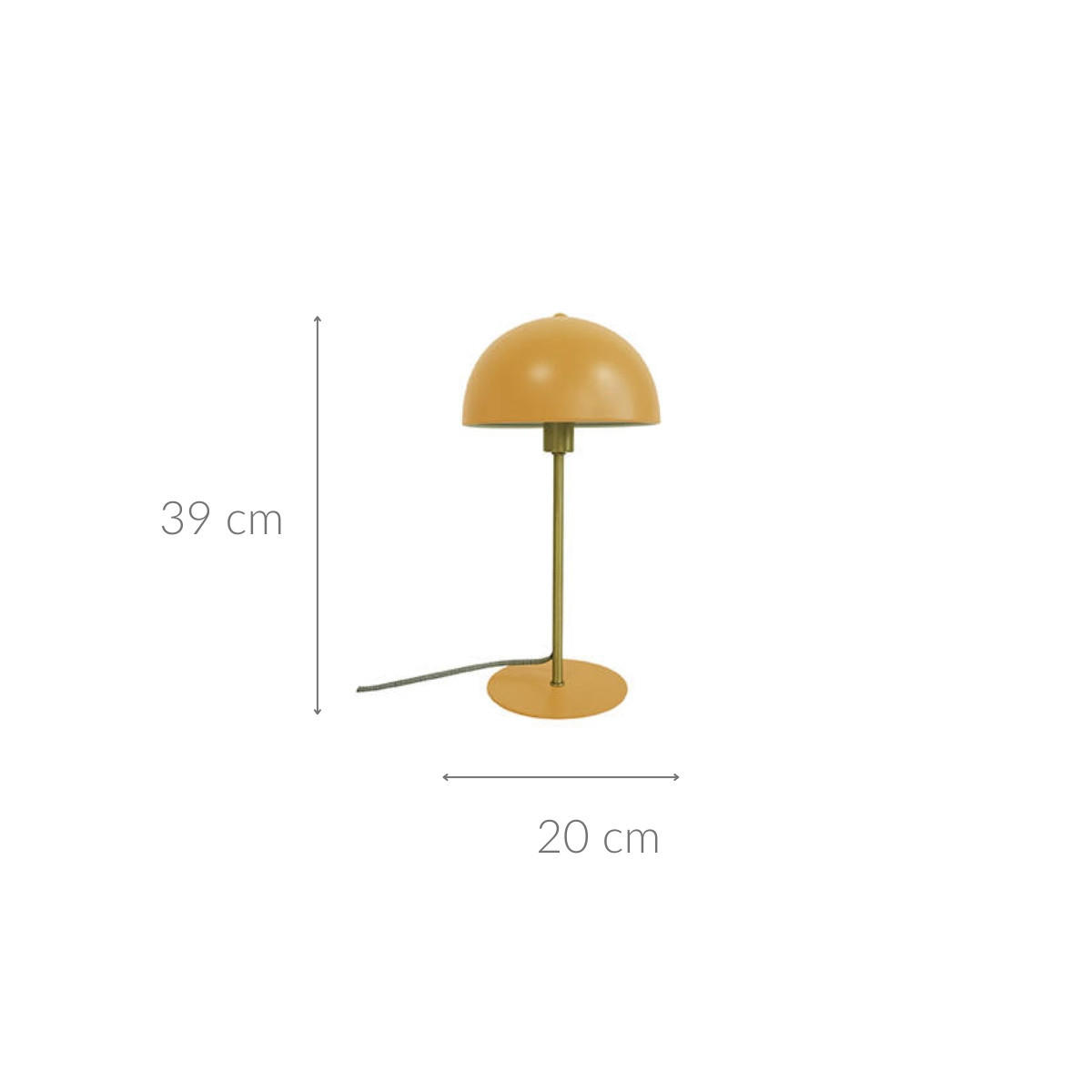 TISCHLAMPE Pilz Bonnet Ø 20 cm - Gelb, Metall (20/20/39cm) - Leitmotiv