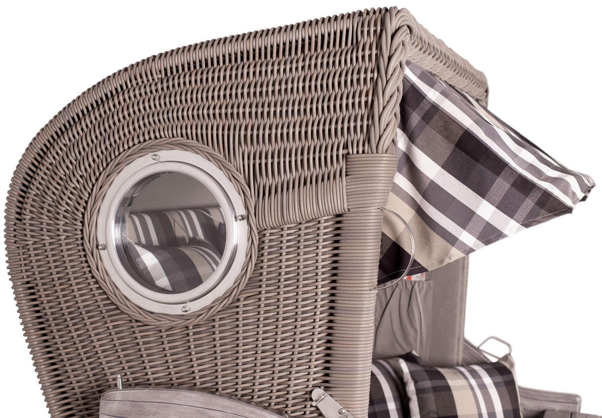 STRANDKORB Düne Koboo Grau Bullaugen - Braun/Grau, Metall (125/170/80cm) - Mr. Deko