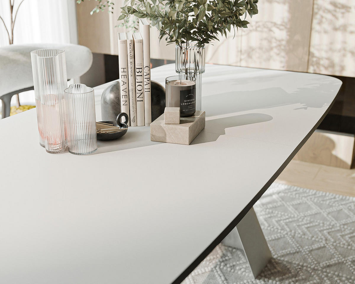 AUSZIEHTISCH ZENITH 180/90/76 cm mit Metallgestell, Weiß - Weiß, Holzwerkstoff/Metall (90/180/76cm) - Idohome