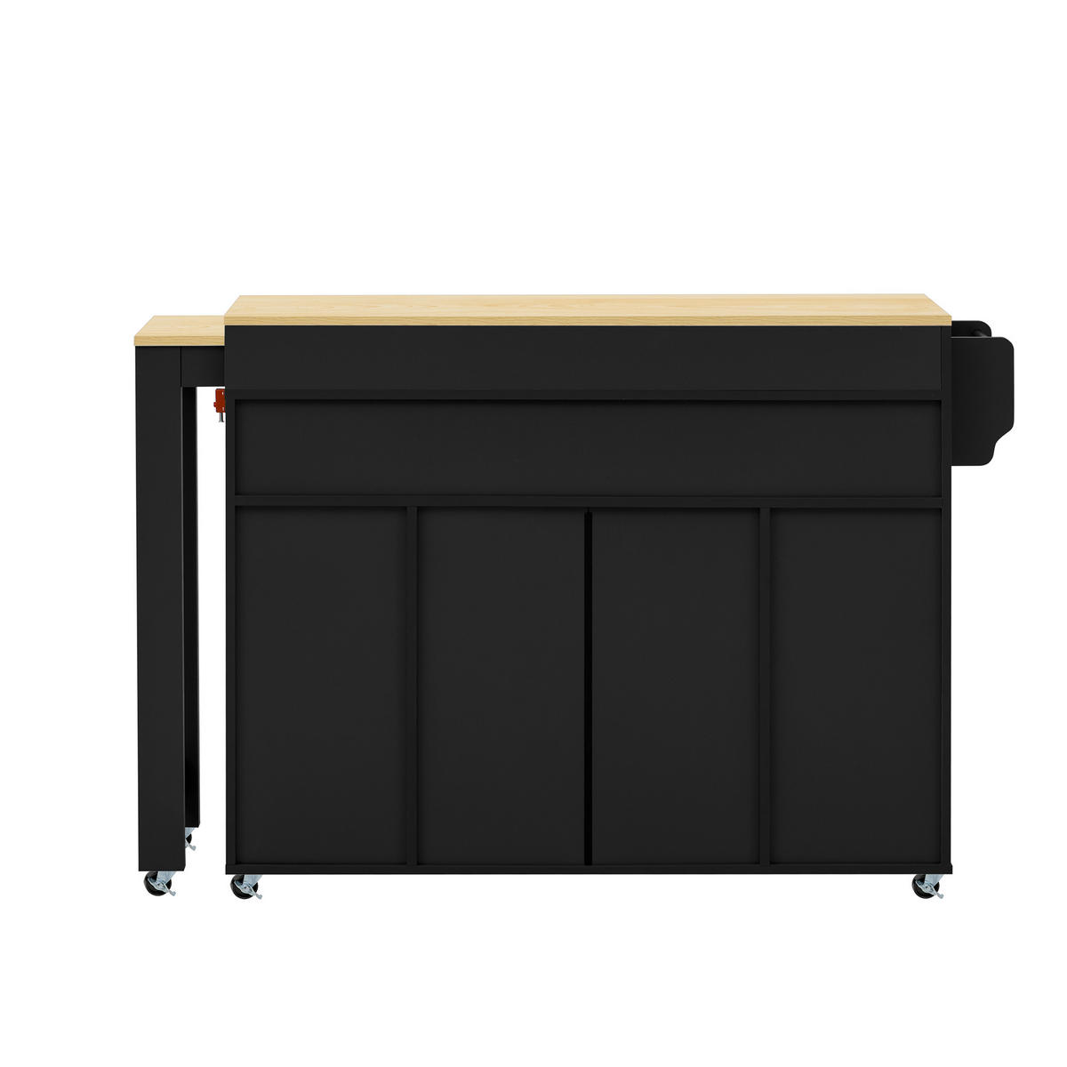 KÜCHENINSEL DE-41131 137-190,6/45,2/92 cm mit seitlich ausziehbarer Arbeitsplatte Schwarz - Schwarz, Holzwerkstoff (137/92/45.2cm) - ComfortXL