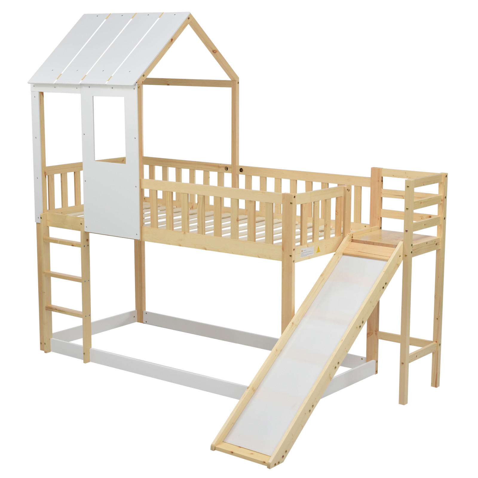 ETAGENBETT 90x200 cm Rutsche Haus natur - Naturfarben, Holz (90/200cm) - Fortuna Lai