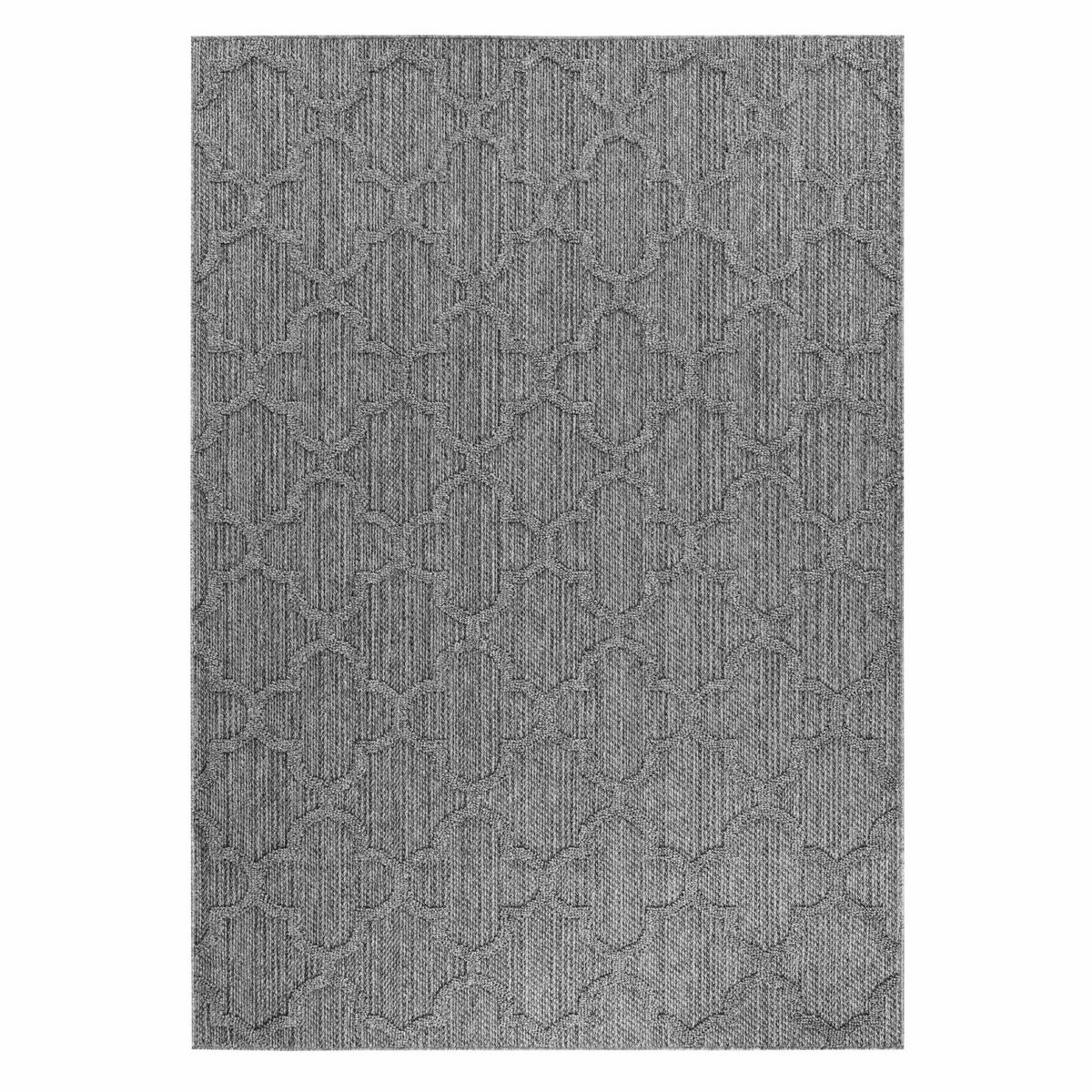 TEPPICH Outdoor Flachgewebe Skandi-Muster Polypropylen Balkon Grau Rechteckig 140x200 - Grau, Textil (140/200cm) - KADIMA DESIGN