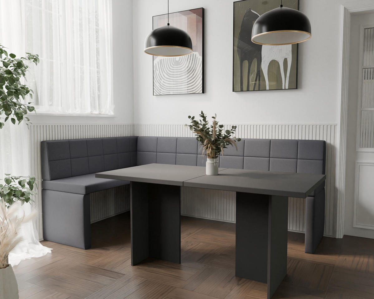 ECKBANK links MELVIN Kunstleder, 142/196 cm Dunkelgrau - Dunkelgrau, Holz/Kunststoff (142/196cm) - Idohome