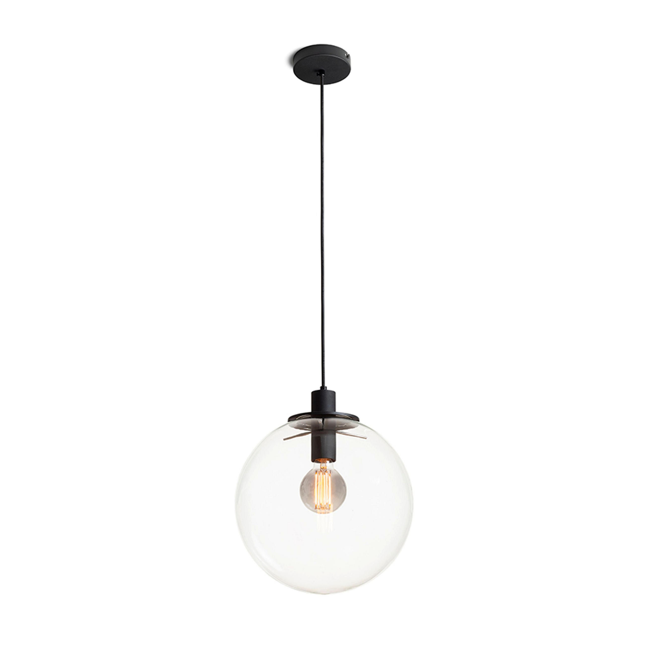 PENDELLEUCHTE BOULDER 30 Klarglas 15 W - Schwarz, Metall (30/30/120cm) - Rendl