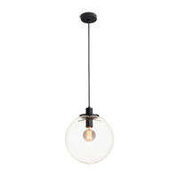 PENDELLEUCHTE BOULDER 30 Klarglas 15 W - Schwarz, Metall (30/30/120cm) - Rendl