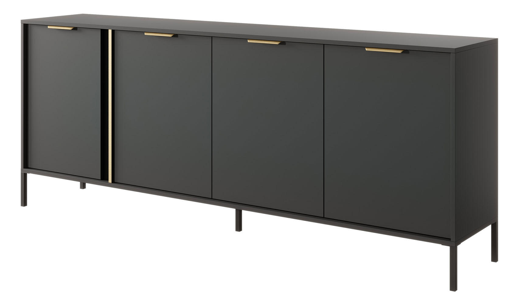 SIDEBOARD Lars anthrazit / gold 202,9 / 39,5 / 81,4 cm - Anthrazit/Grau, Holz/Holzwerkstoff (202.9/81.4/39.5cm) - Feldmann-Wohnen
