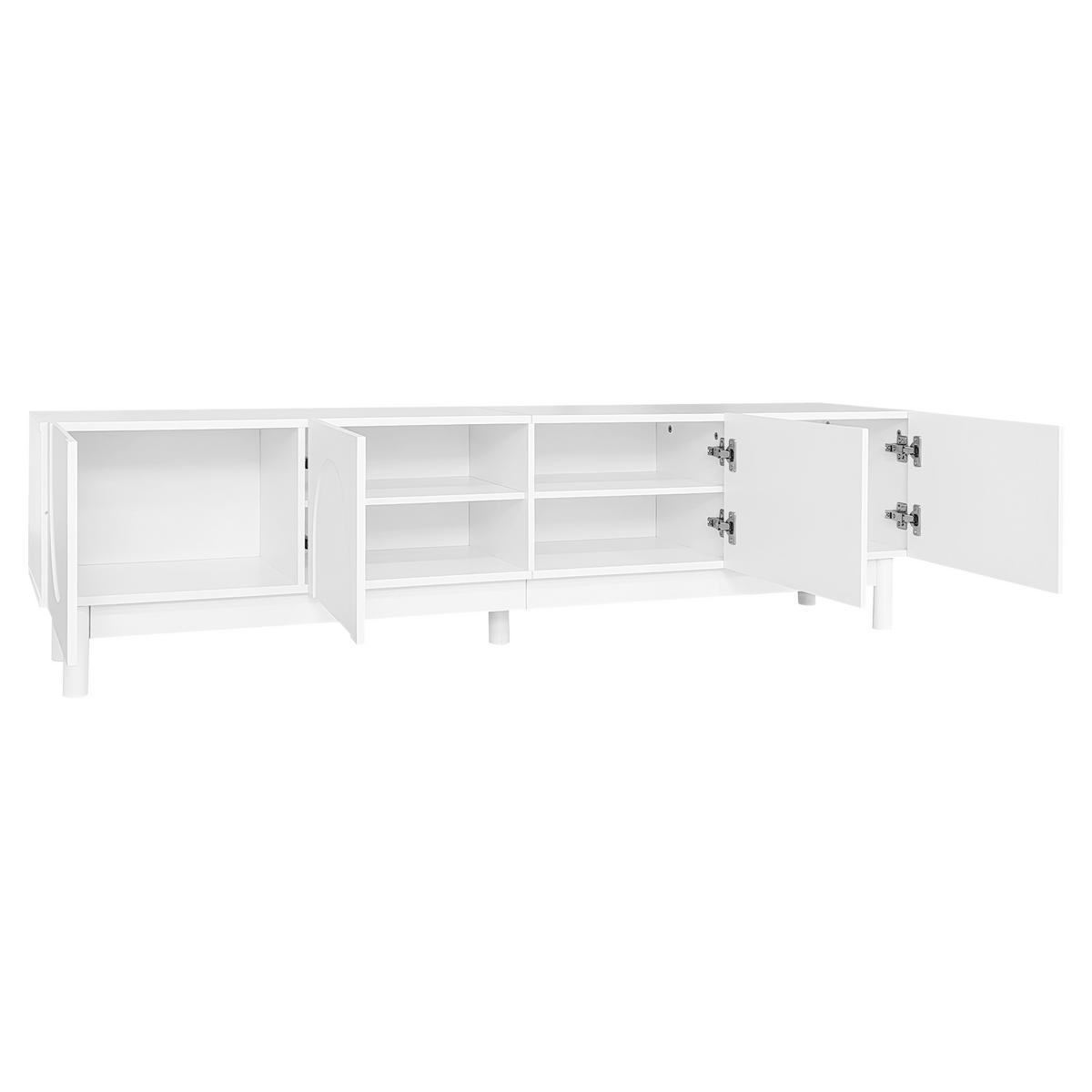 TV-SCHRANK 169/34/45,5 cm schwarz MDF mit 4 Türen und Regalen - Weiß, Holzwerkstoff (169/45.5/35cm) - OKWISH