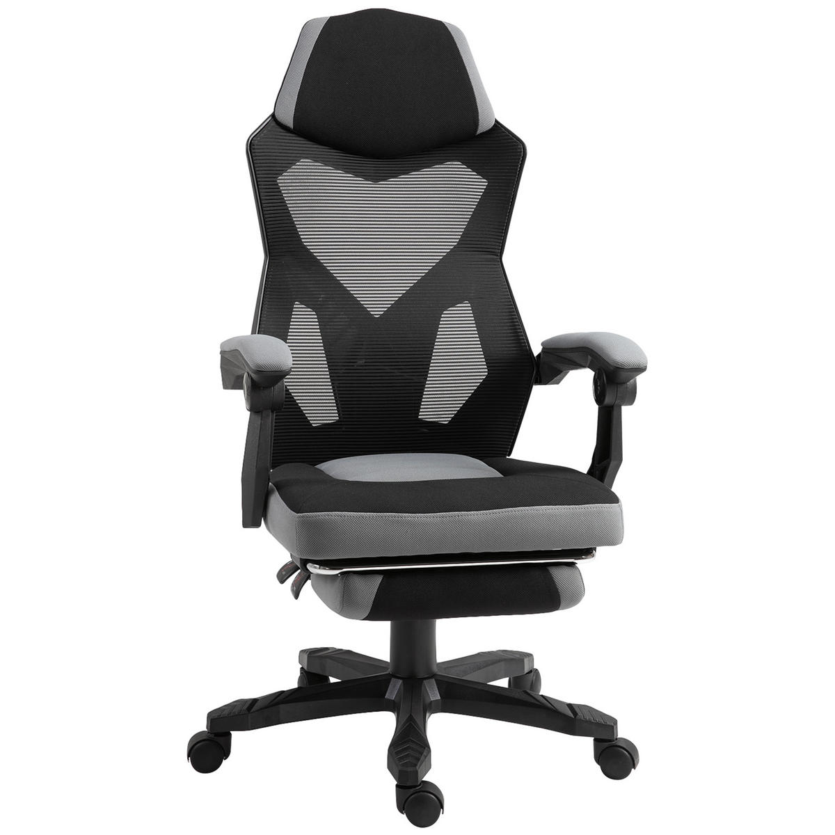 GAMINGSTUHL DE-11667 mit Fußstütze & Mesh Grau/Schwarz - Grau, Metall (160.02/309.88/147.32cm) - ComfortXL