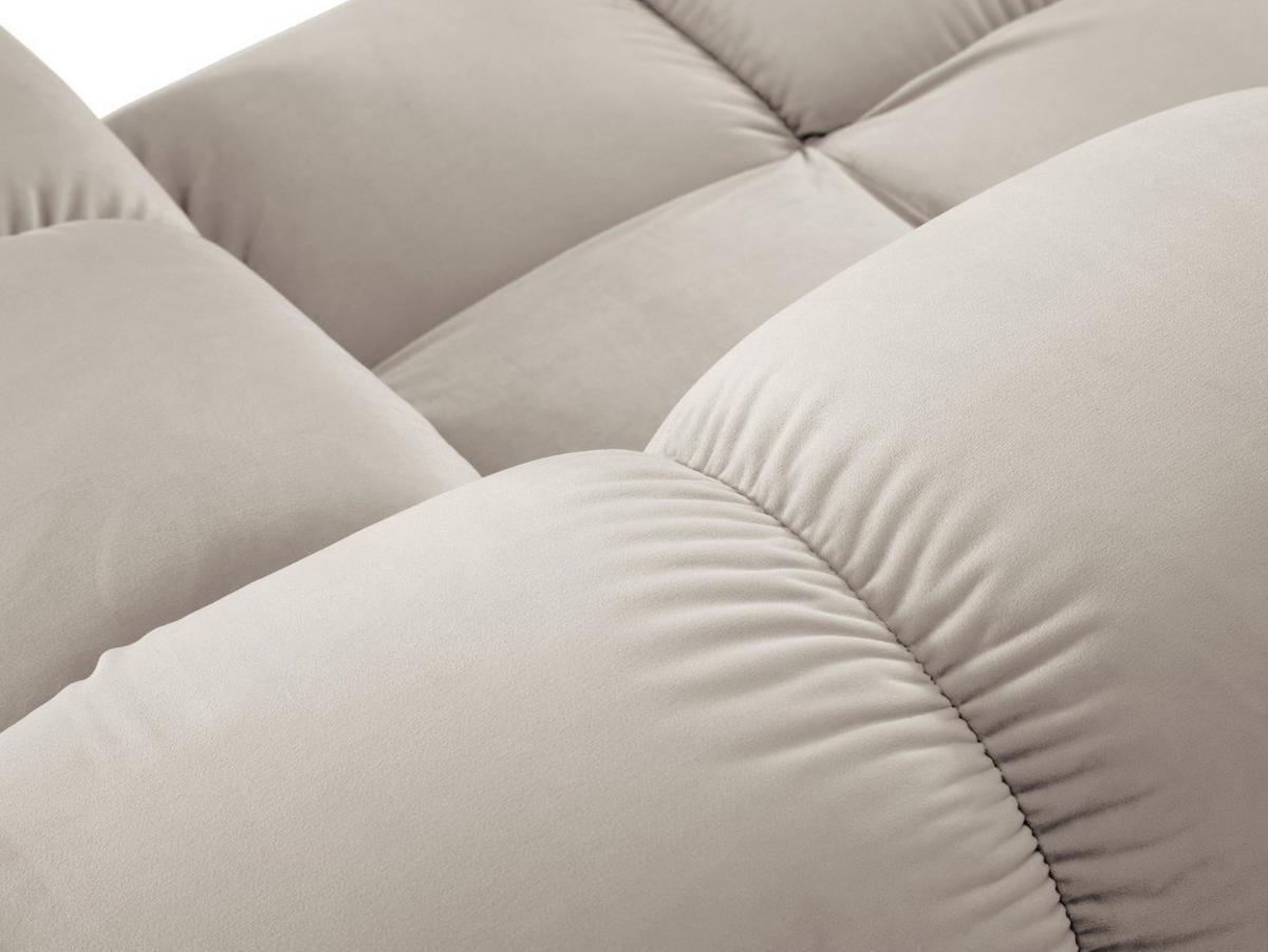 MODULARES-SOFA Bellis aus Samt leichtes beige 3 Sitzplätze - Creme, Textil (188/63/188cm) - Micadoni
