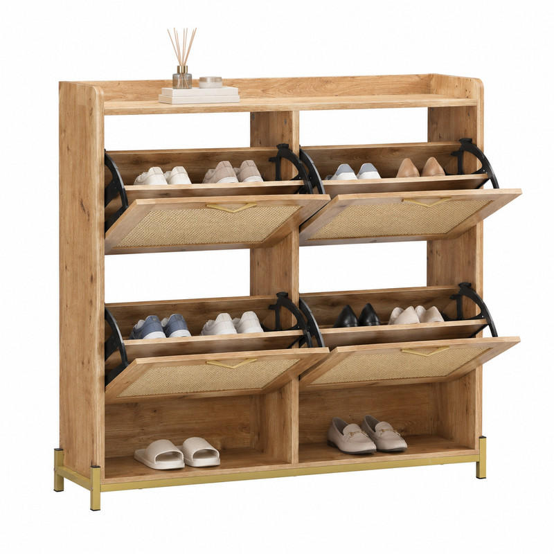 SCHUHSCHRANK platzsparend 108,5 x 24 x 100 cm MDF Holzfarbe - Zwetschgeholzfarben, Holz (24/100/108.5cm) - Beauniv