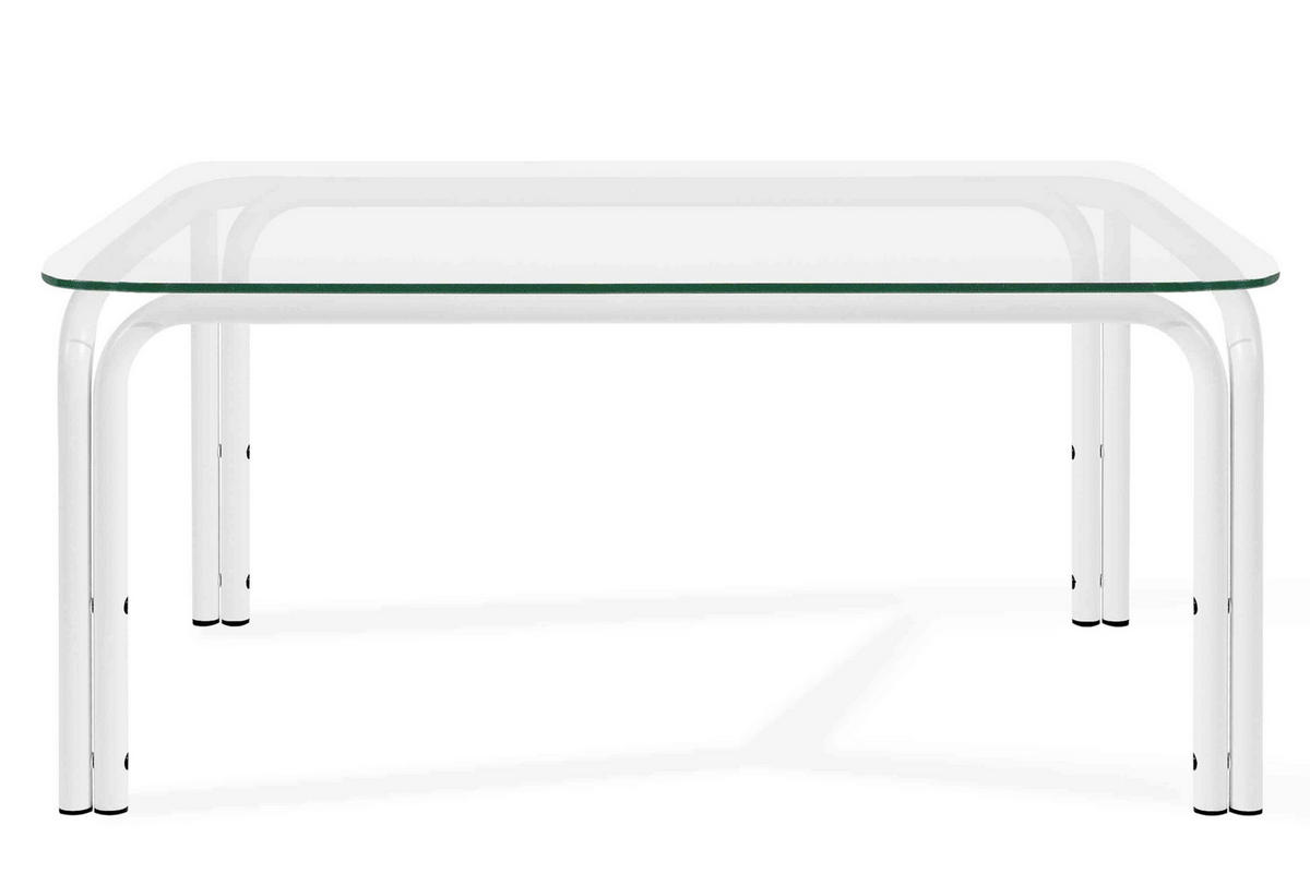 GARTENTISCH RAMBE Stahlrahmen, LOFT, Weiß - Weiß, Glas/Metall (65/95/41.5cm) - KONSIMO®