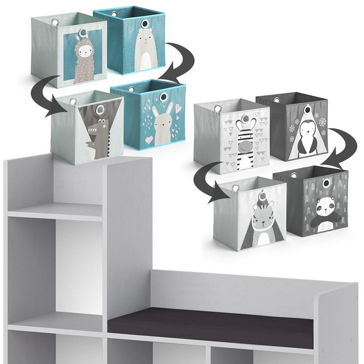 DĚTSKÁ POLICE Luigi Šedá - šedá, kompozitní dřevo (107.2/88.6/30.9cm) - Vicco