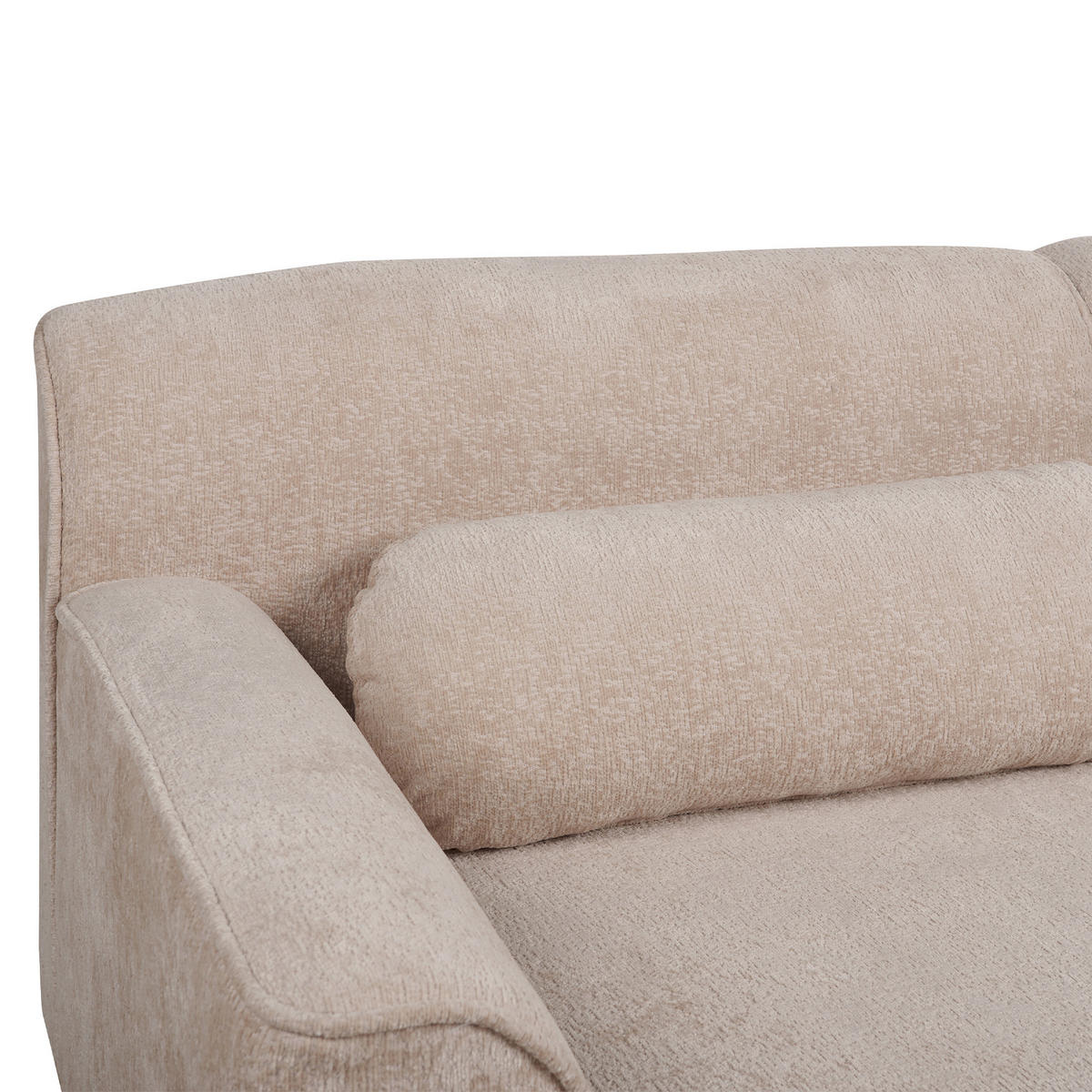 ROHOVÁ POHOVKA 3-místná Žinylková látka Béžová pravostranná Simos - béžová, textil (264/82cm) - Beliani