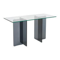 SCHREIBTISCH - Sicherheitsglas - Transparent & Anthrazit - BYLENA - Transparent, Glas (140/60/75cm) - Vente-Unique