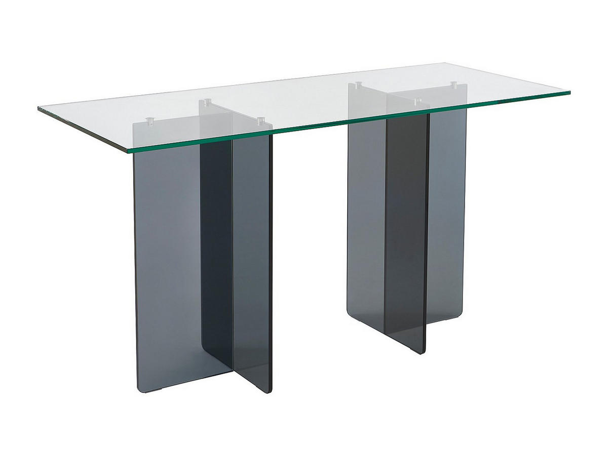 SCHREIBTISCH - Sicherheitsglas - Transparent & Anthrazit - BYLENA - Transparent, Glas (140/60/75cm) - Vente-Unique