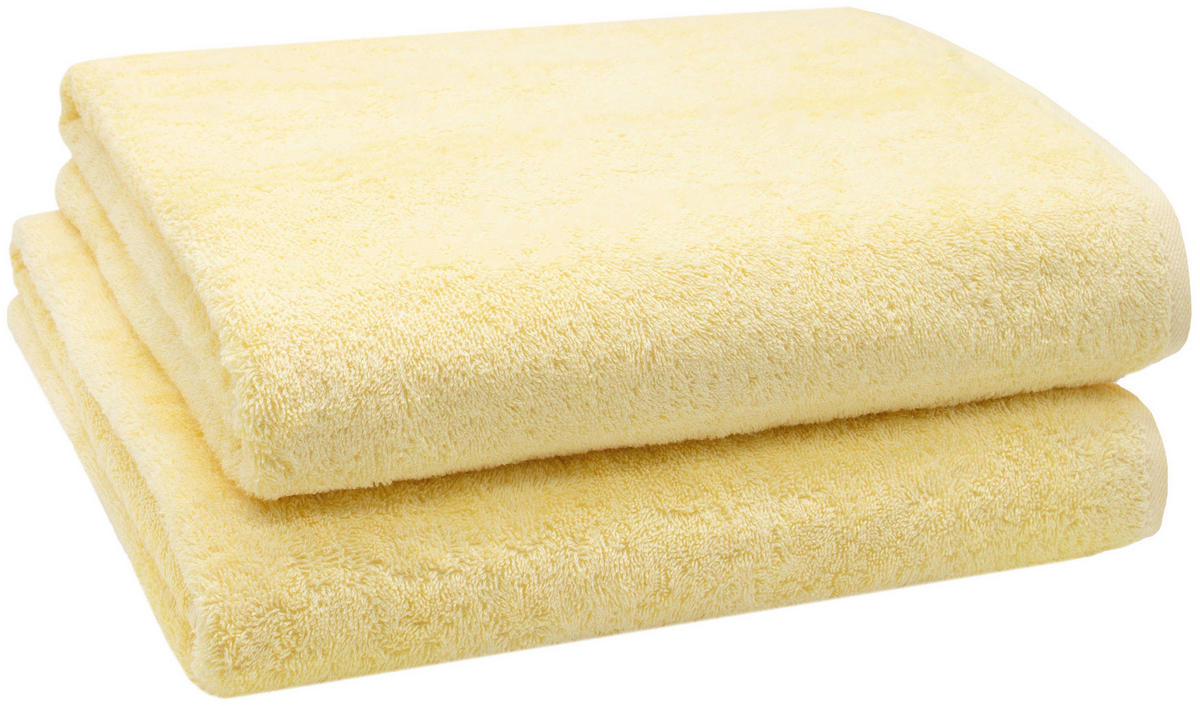 BADETUCH, 2er-Set, 100x150 cm, 100% Baumwolle, Gelb - Hellgelb, Textil (100/150cm) - Zollner