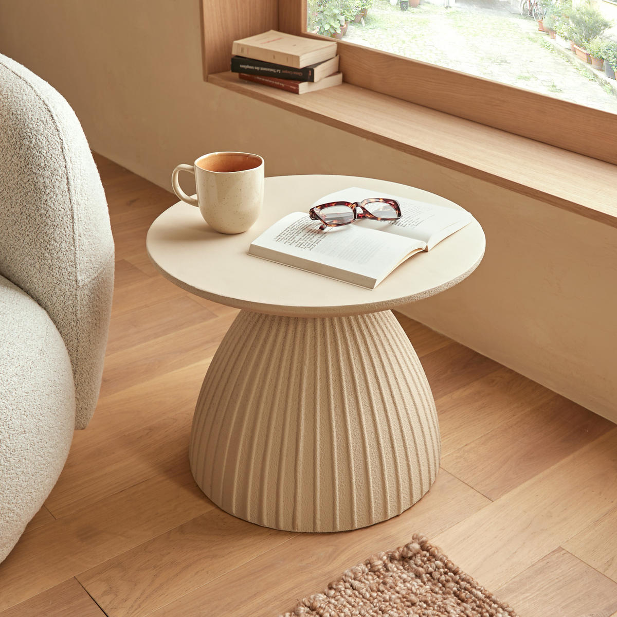 COUCHTISCH Fylis rund Beige 50/50/40 cm - Beige, Stein (50/50/40cm) - Atmosphera Createur d´interieur