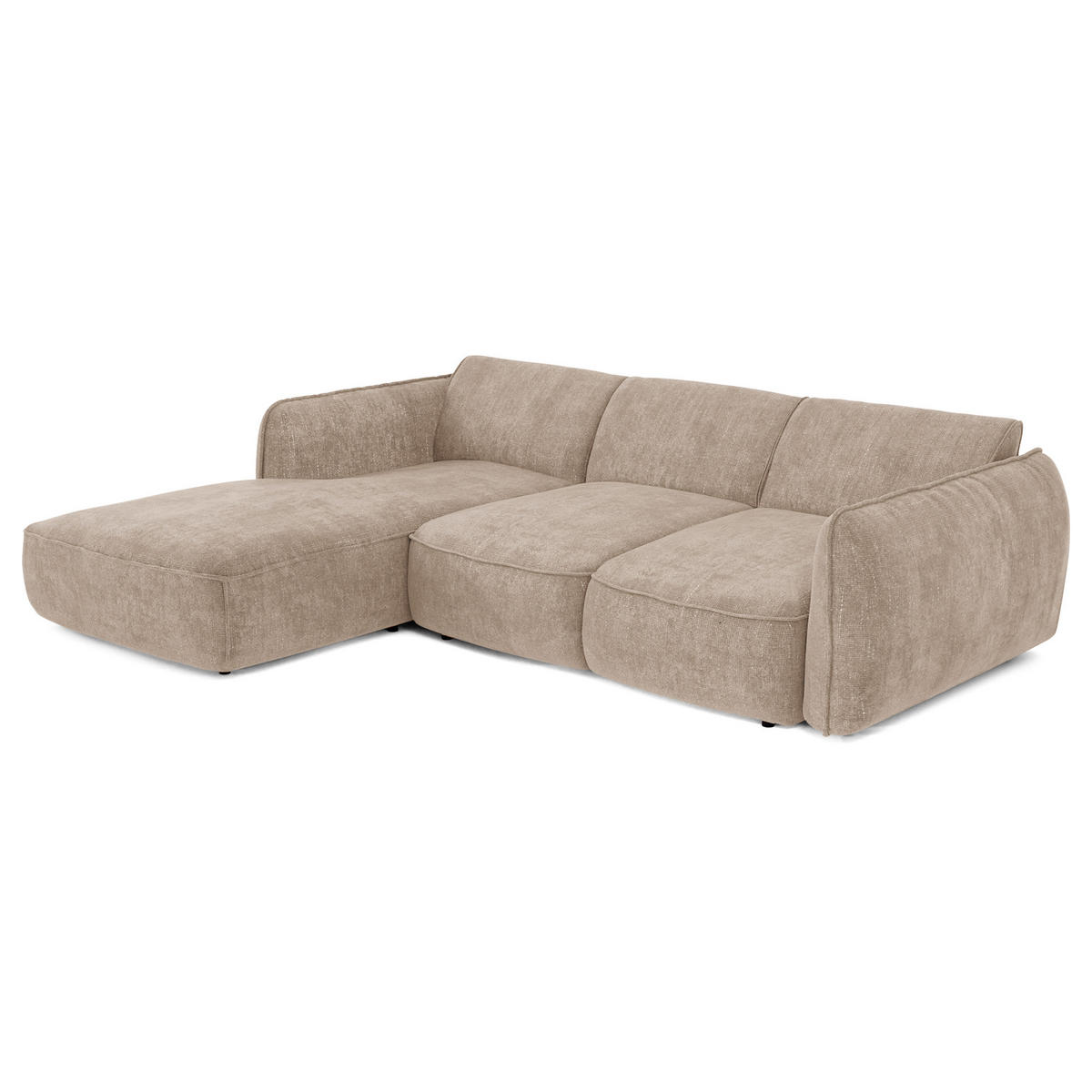 ECKSOFA RECHTS Rastervelours 274cm - Beige, Textil (274/174cm) - Sia Home