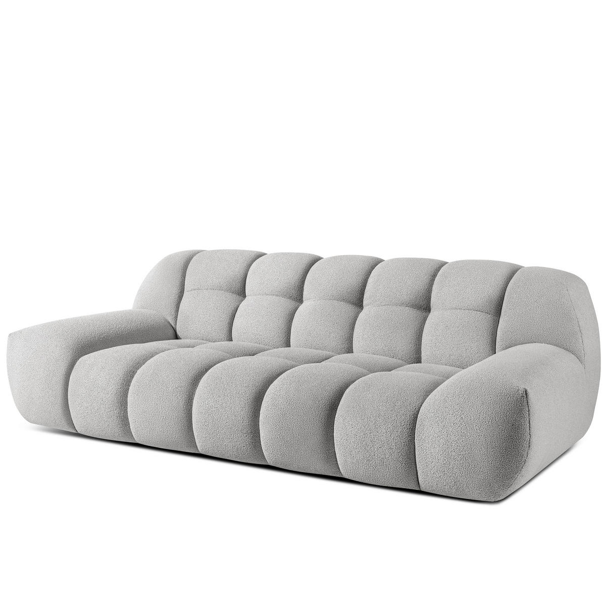 EINZELSOFA VENA Bouclé, Hellgrau - Hellgrau, Holz/Textil (225/72/105cm) - KONSIMO®