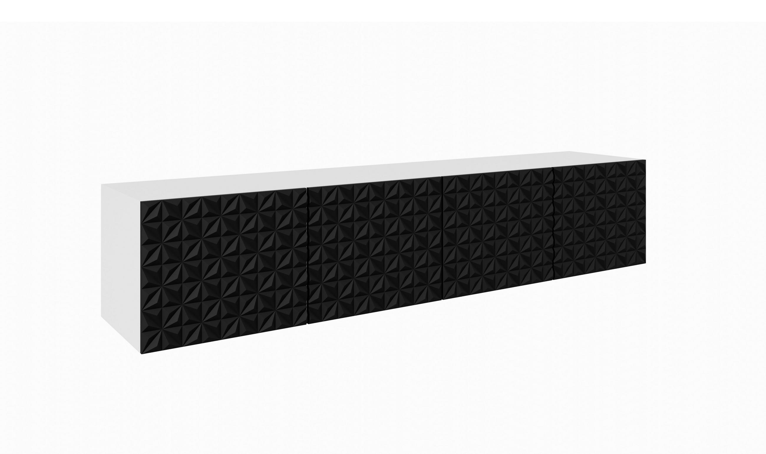 Meblini Tv-Schrank Weiß, Schwarz 200x41x40 cm