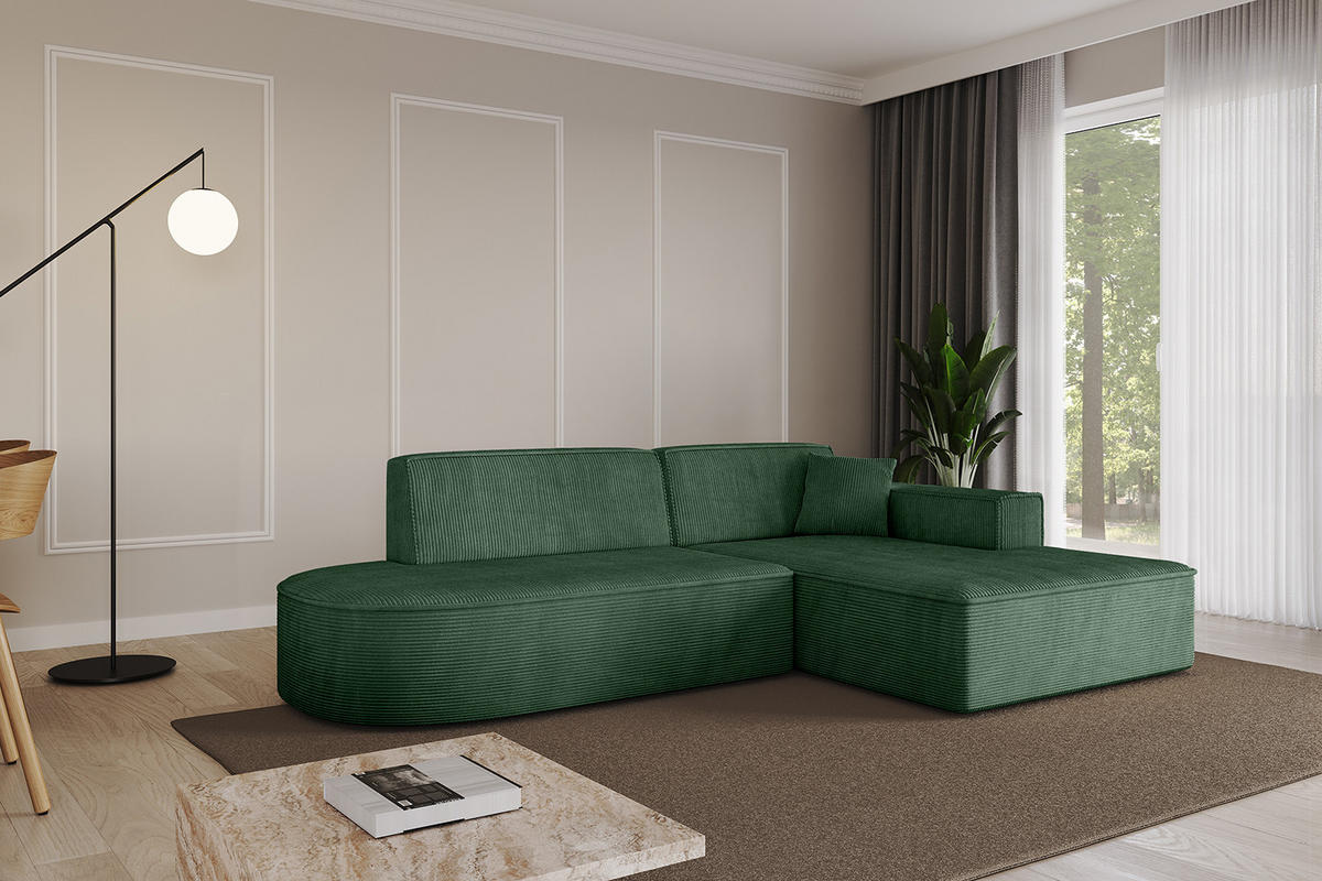 ECKSOFA Ottomane Rechts IREA-L1-v4 - 233x165x72,5 cm Grün - Grün, Holzwerkstoff/Textil (233/165cm) - ALTDECOR