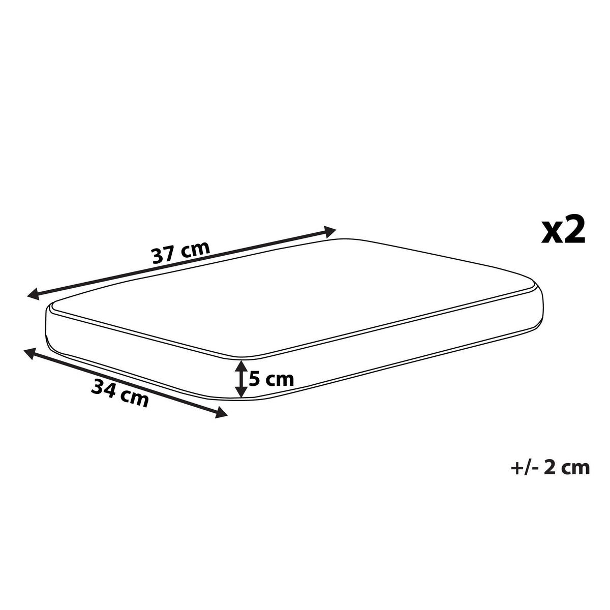 Gartenstuhlkissen 2er-Set Gelb 37/34 cm Terni - Gelb/Weiß, Textil (37/5/34cm) - Beliani
