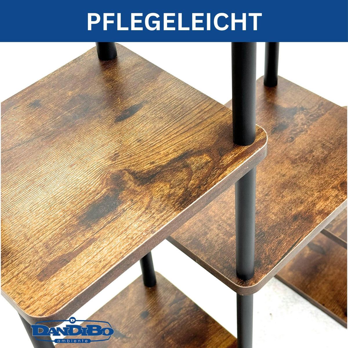 BLUMENTREPPE 6 Etagen Metall/Holz Schwarz 96/22/100 cm - Schwarz, Metall (96/100/22cm) - DanDiBo