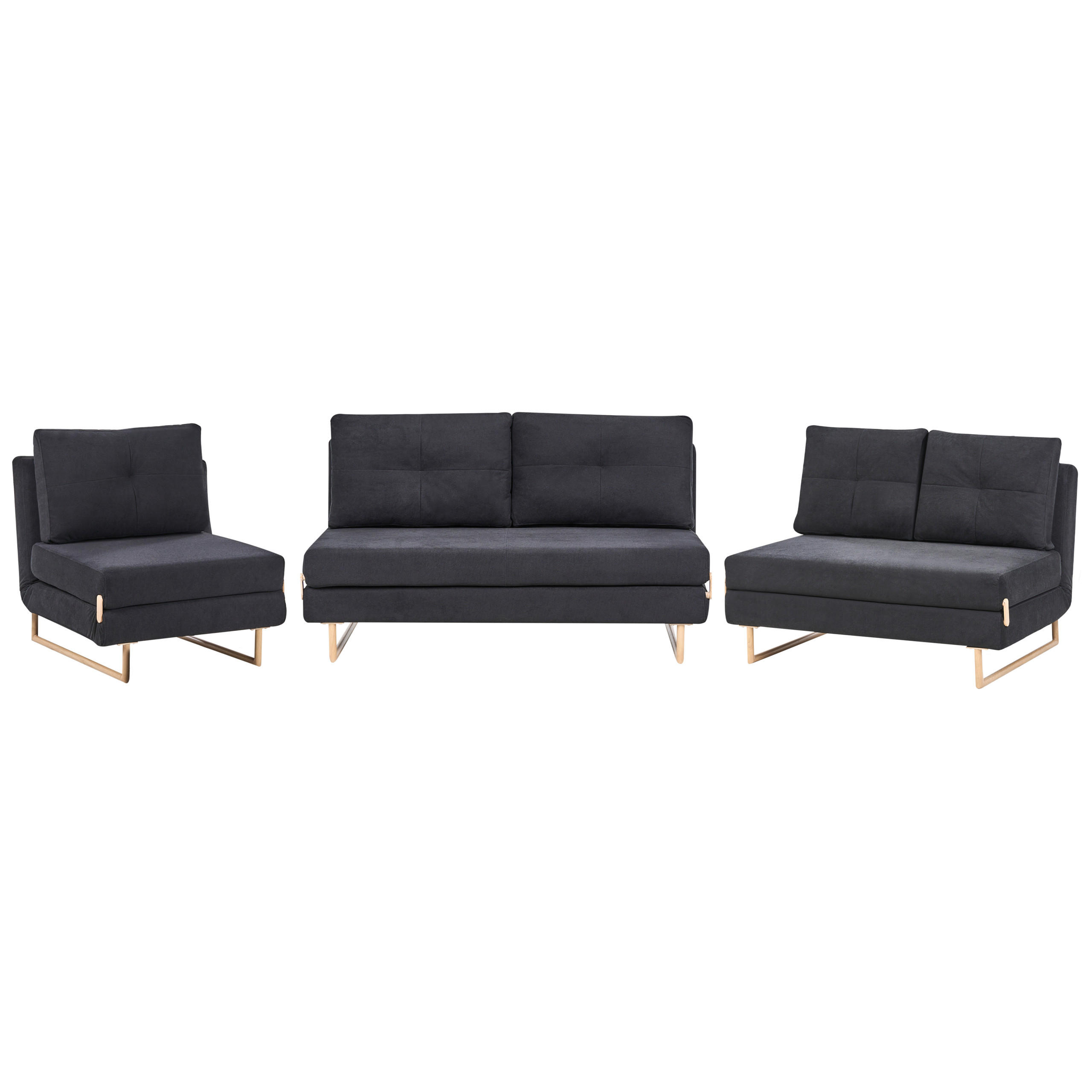 Beliani Sofa-Set Hellbraun, Schwarz, Braun 150x87x84 cm