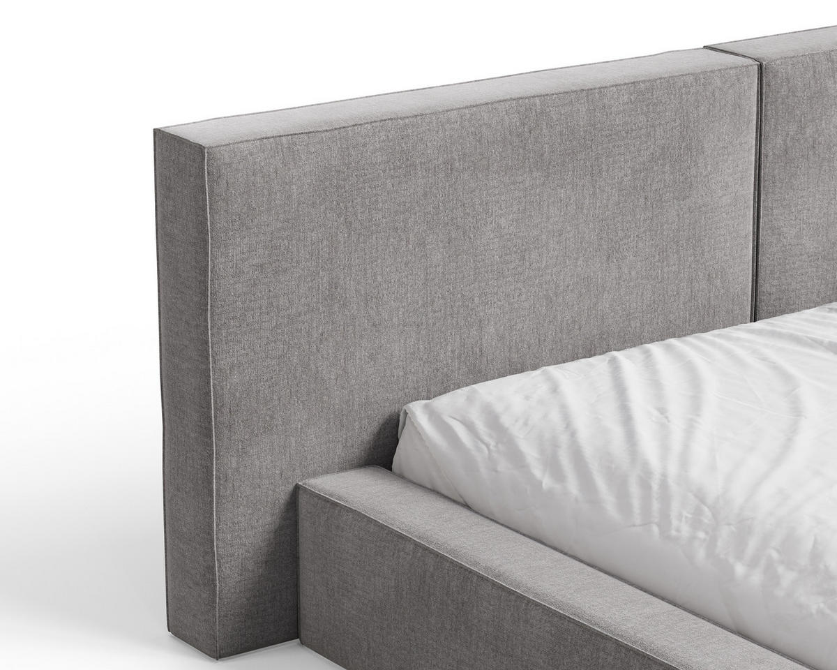 POLSTERBETT 06 140x200 cm – Tresor - Bett mit Bettkasten, Metall-Lattenrost - Grau, Holz (140/200cm) - ROYAL24_MARKT