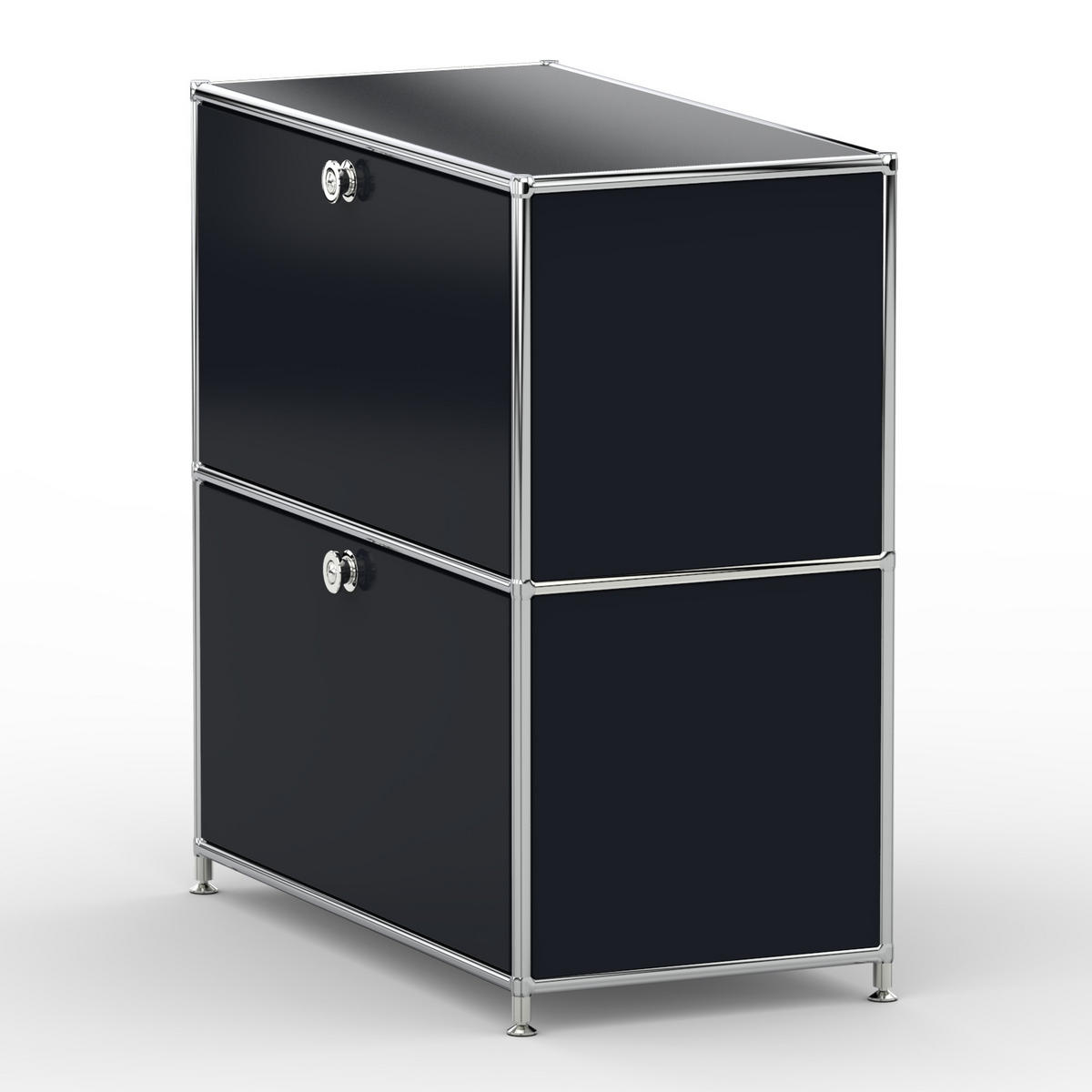 AKTENSCHRANK, 2 Klappen & Schloss, Breite 77 cm, Graphitschwarz - Chromfarben/Silberfarben, Metall (40/80.5/77.2cm) - Versee
