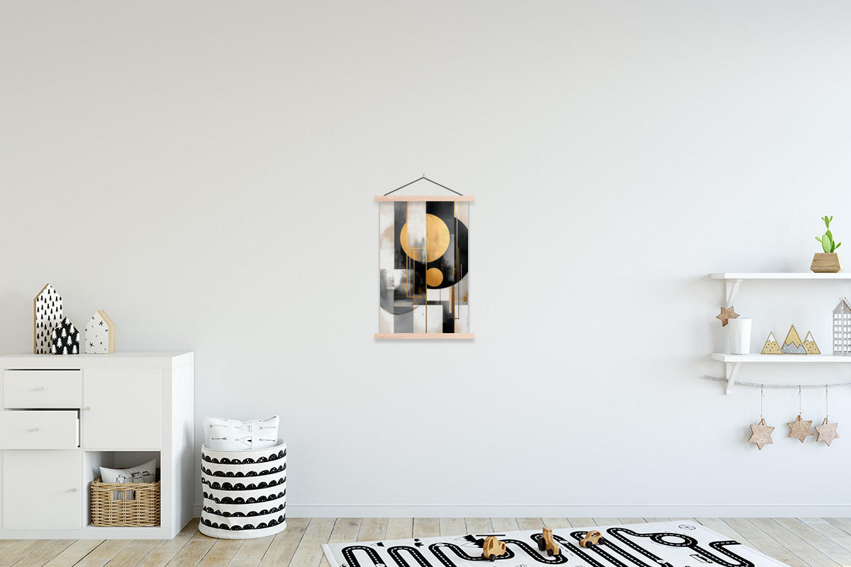 POSTER Abstrakt - Gold - Silber - Formen - Ästhetisch - Modern 40x60 cm - Goldfarben, Textil (40/60/0.15cm) - MuchoWow