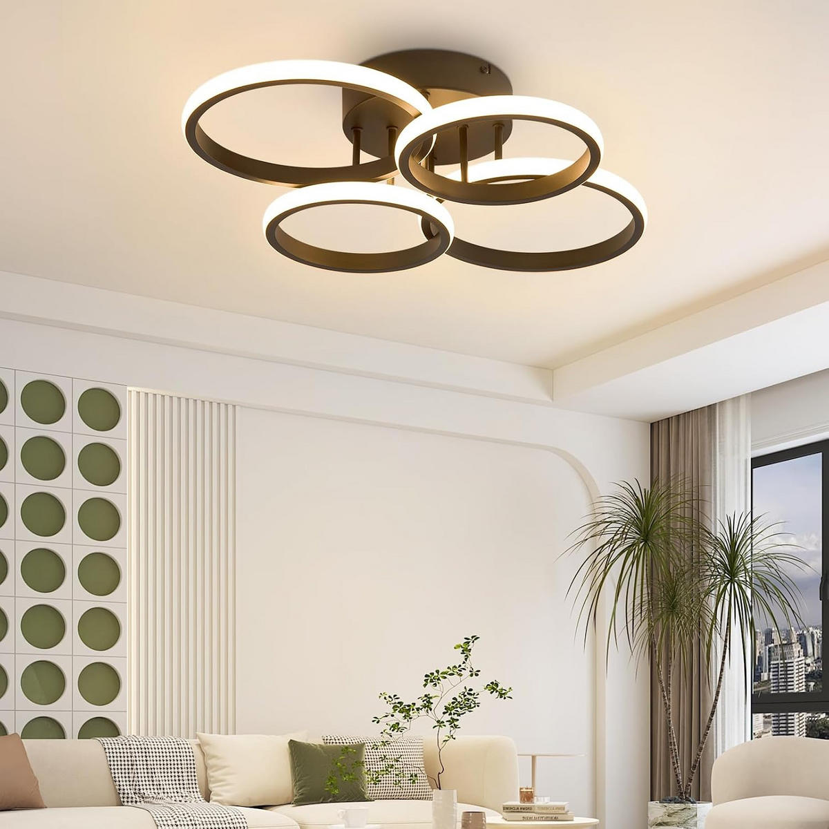 LED-DECKENLEUCHTE Xalvor 52.5/41.5/11.8 cm - Schwarz, Metall (52.5/41.5/11.8cm) - ZMH