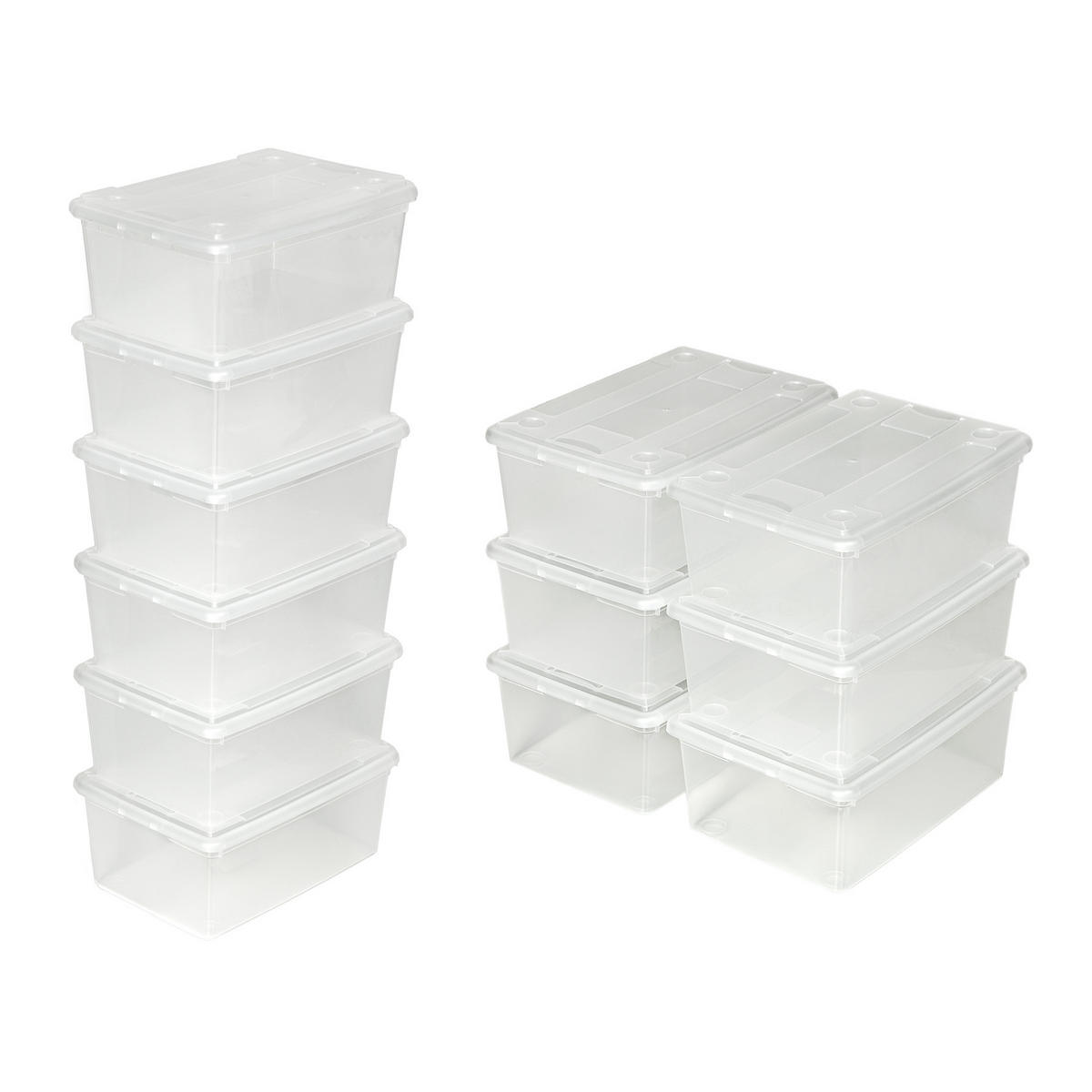 SCHUHBOX 24er Set, 33 x 23 x 12 cm,transparent - Transparent, Kunststoff (23/12/33cm) - tectake