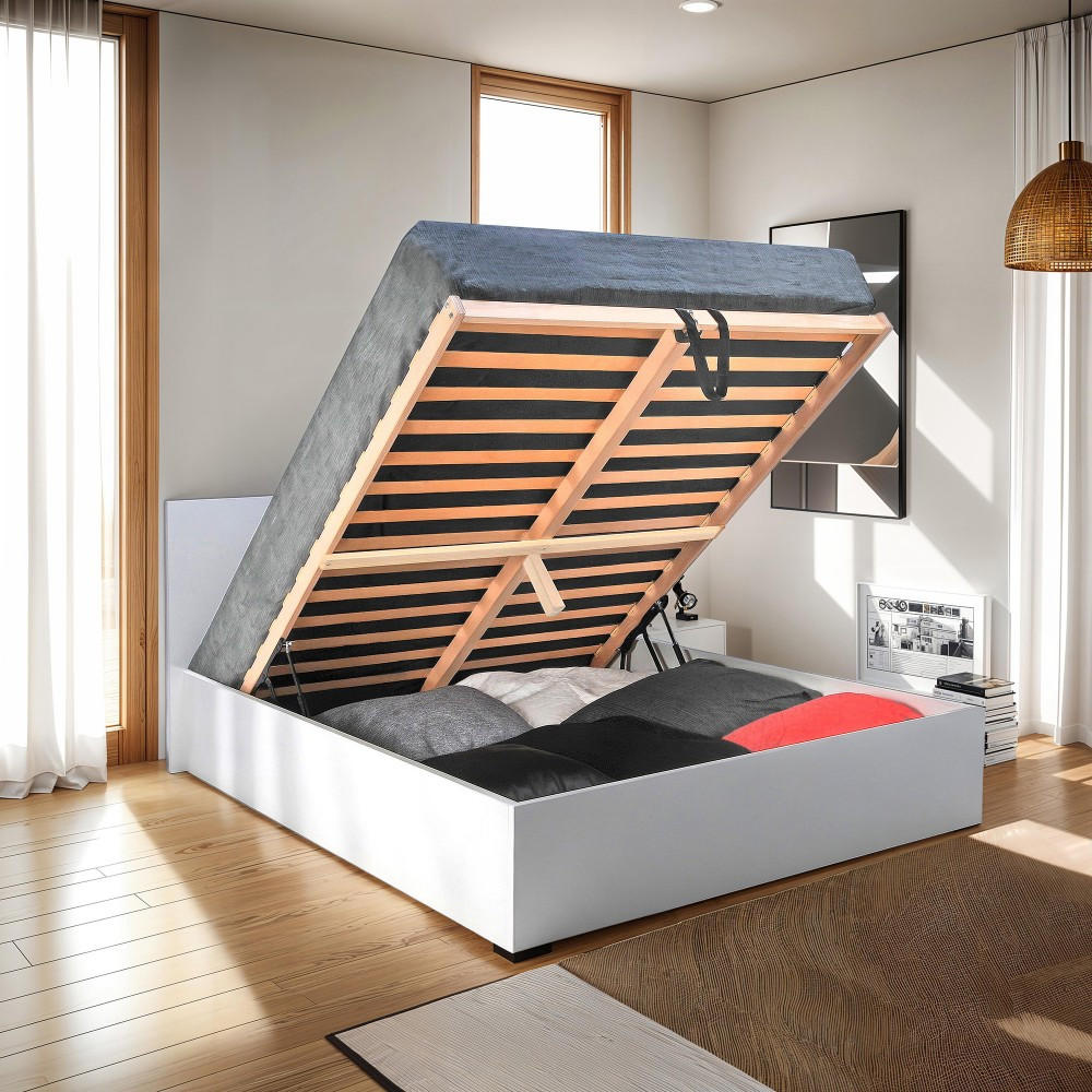 BETTKASTEN MADRID / Bett 140x190 - Weiß - Weiß, Holzwerkstoff (140/190cm) - Weber Industries