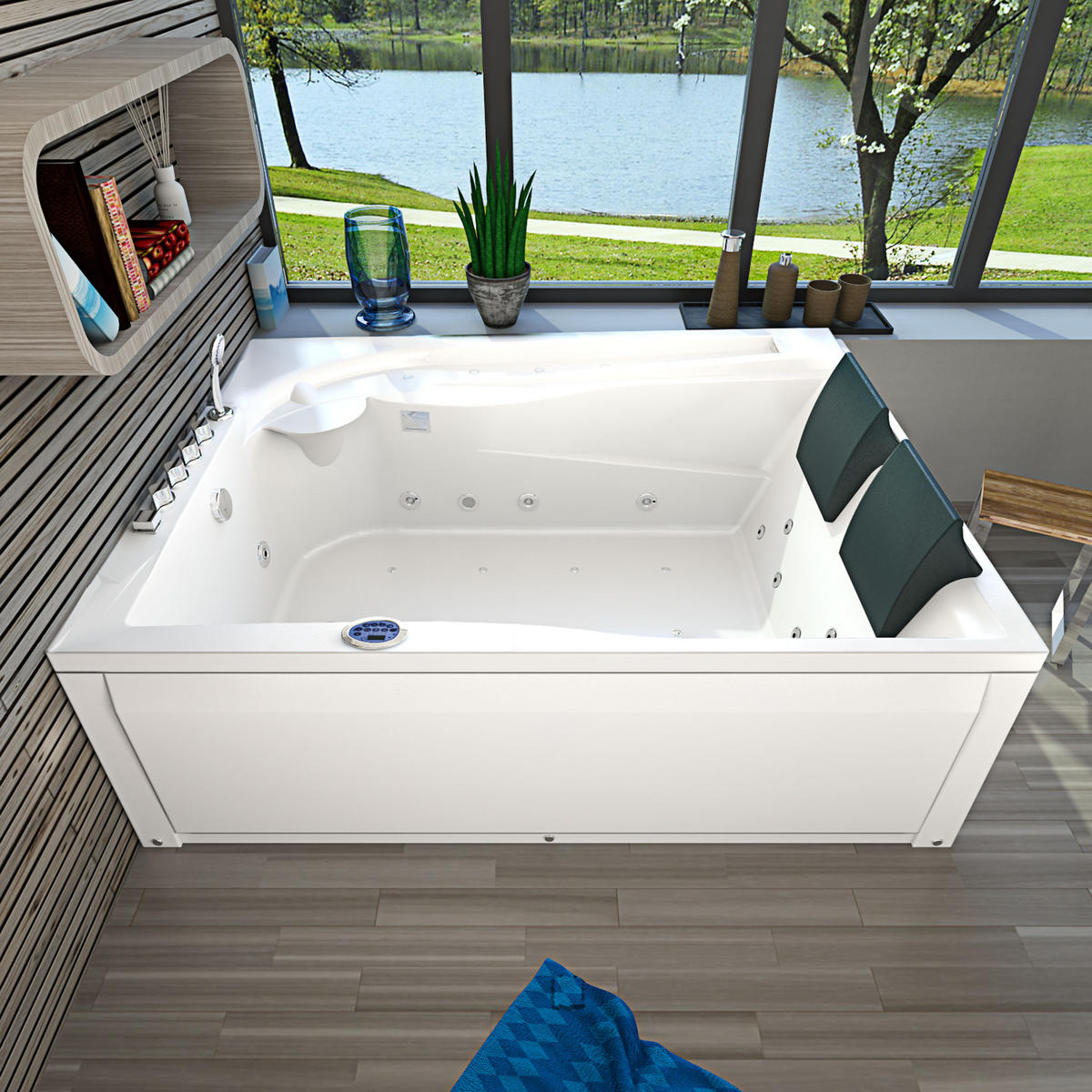 WHIRLPOOL Pool Badewanne Eckwanne W12H-A-ALL 135x180 - Weiß, Glas/Kunststoff (135/70/180cm) - AcquaVapore by Sandra Jentho