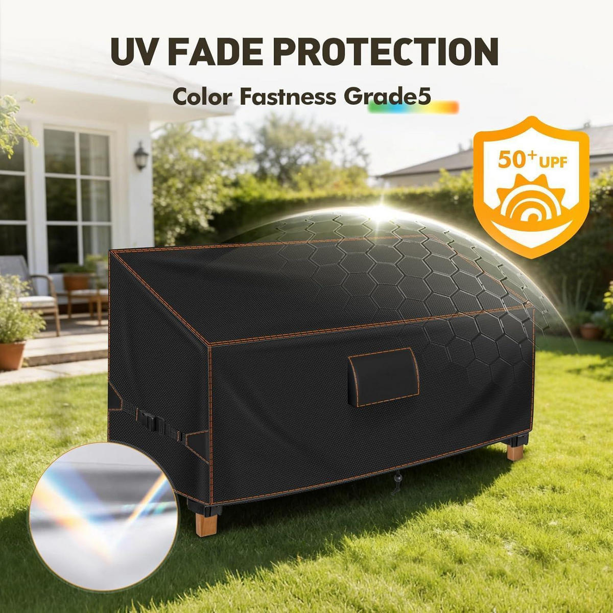 GARTENBANK Abdeckung 203 x 75 x 66/91 cm Schwarz Wasserdicht UV-beständig - Schwarz, Textil (63/70/133cm)