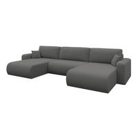 SEDACÍ SOUPRAVA DO U s funkcí spaní a úložným prostorem BERY-U 377x193x88 šedá bouclé - šedá/černá, kompozitní dřevo/textil (377/88/193cm) - ALTDECOR