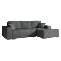 ECKSCHLAFSOFA Bello, Seite: Rechts - Dunkelgrau/Naturfarben, Holz/Textil (140/240cm) - MIRJAN24