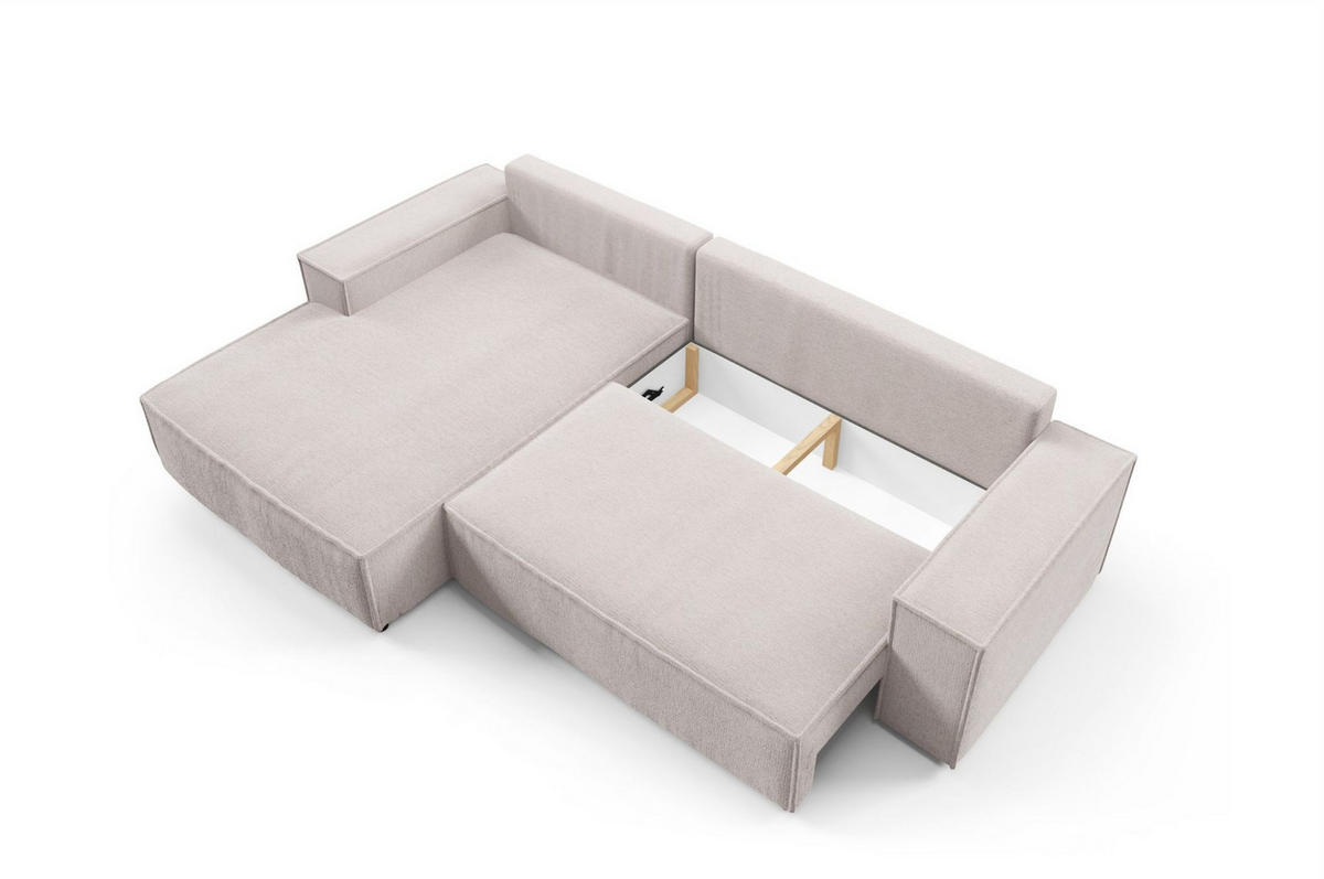 ECKSOFA Levio - Creme, Holzwerkstoff/Textil (294/185cm) - Fun Möbel