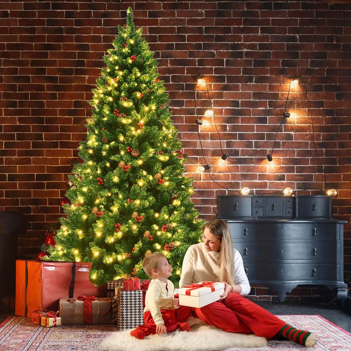 WEIHNACHTSBAUM Grün - Grün, Kunststoff (195cm) - COSTWAY