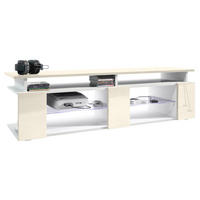 LOWBOARD Movie Fronten und obere Platte des Aufsatzes in Creme Hochglanz - Creme, Holzwerkstoff (138.5/39/39cm) - Vladon