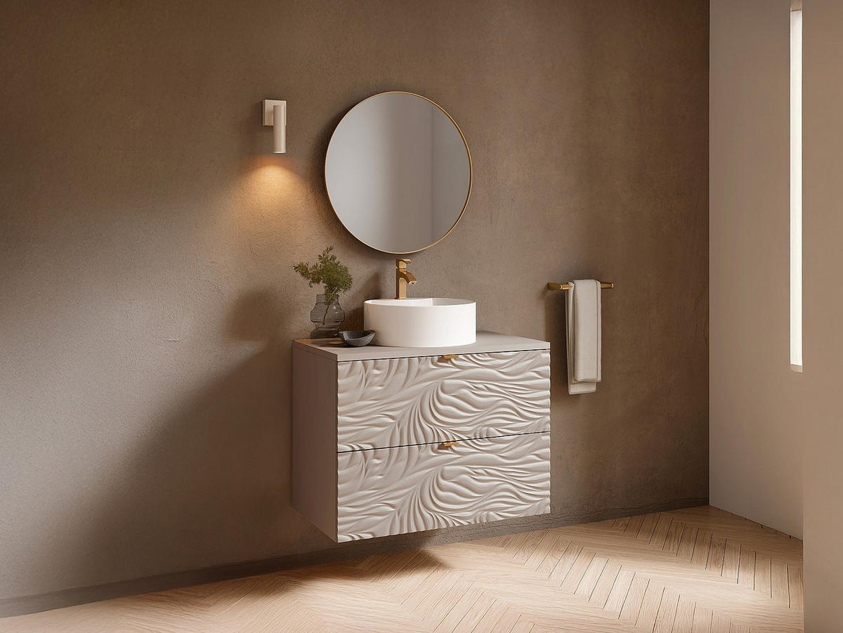 EINZELWASCHTISCH - 80 cm x 46 cm - Holz, Platte - Beige - RINAREL - Beige, Holz (80/60/46cm) - Vente-Unique