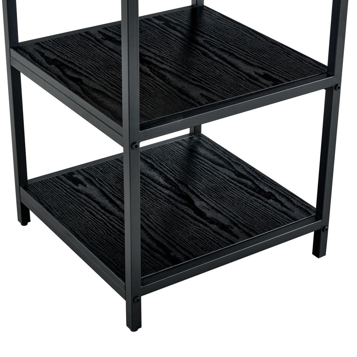 ESSTISCH 107/107/75 cm mit doppelter offener Ablage und Metallgestell in Holzoptik, Schwarz - Schwarz, Holzwerkstoff (107/107/75cm) - Redom