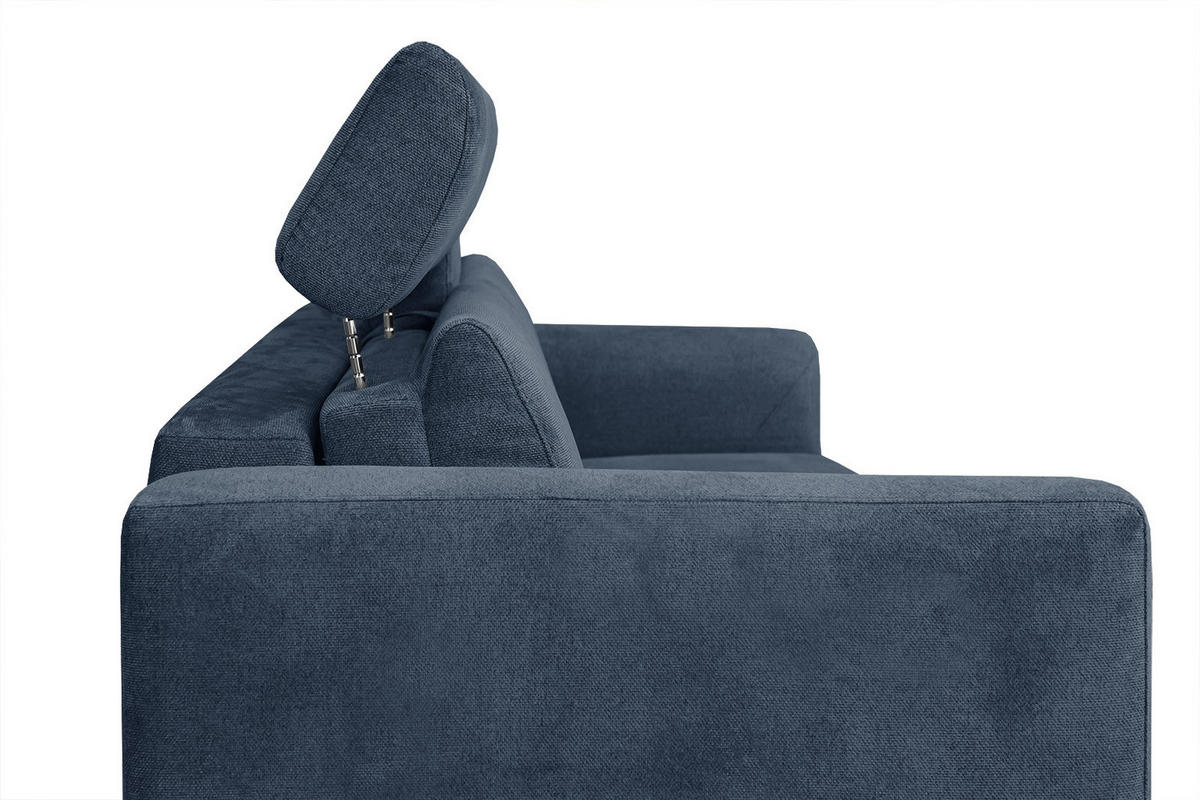 SOFA MEZO 3-Sitzer mit Schlaffunktion, dunkelblau - Schwarz/Dunkelblau, Holz/Textil (232/90/107cm) - Courtois Laville